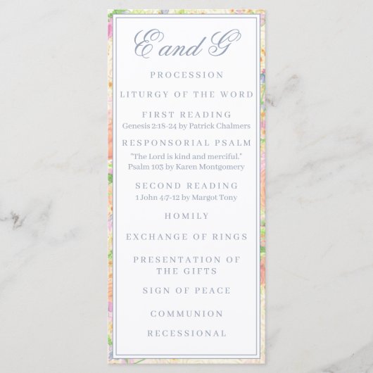 Party für das Blumengarten Wappen Menükarte (Vorderseite)