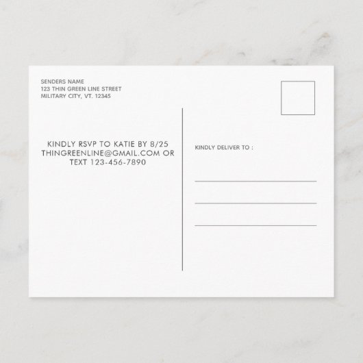 Party für das militärische Ruhestand - dünne grüne Einladungspostkarte (Rückseite)