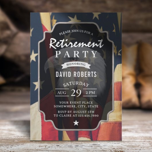 Party für das militärische Ruhestand Patriotic Ame Einladung