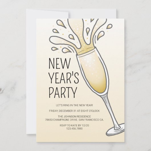 Party für das neue Jahr Einladung (Vorderseite)