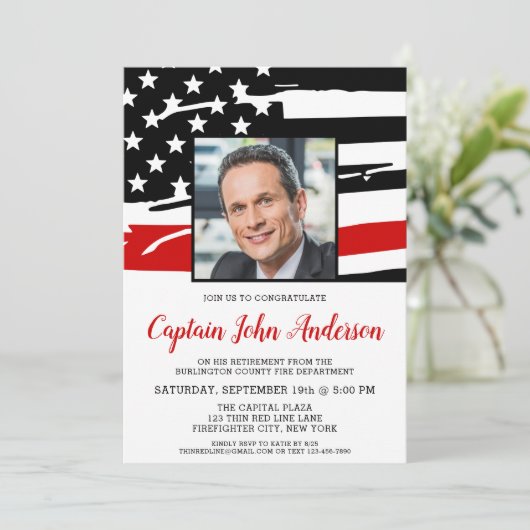 Party für das Personalisierte Foto des Feuerwehrfü Einladung (Stehend Vorderseite)