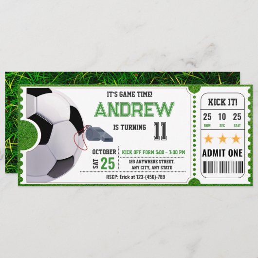 Party für das persönliche Fußballspiel Einladung (Vorne/Hinten)