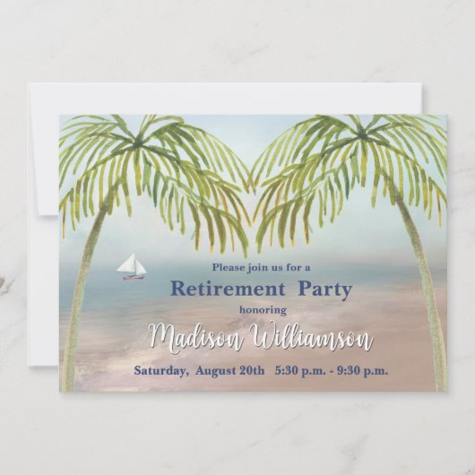 Party für das Ruhen von Wasserfarben-Palmen Einladung (Vorderseite)