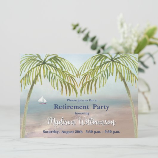 Party für das Ruhen von Wasserfarben-Palmen Einladung (Stehend Vorderseite)