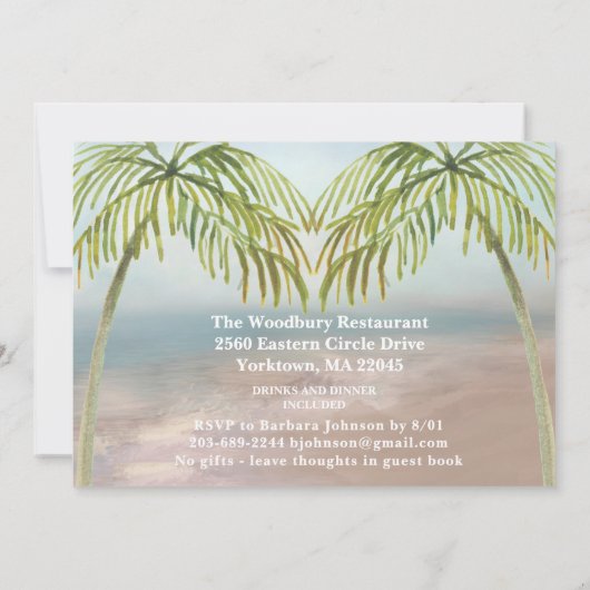 Party für das Ruhen von Wasserfarben-Palmen Einladung (Rückseite)
