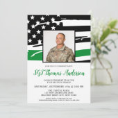 Party für das Ruhestand in dünner grüner Linie Einladung (Stehend Vorderseite)