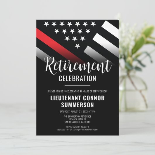 Party für das Ruhestand von Feuerwehren Einladung (Stehend Vorderseite)