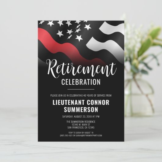 Party für das Ruhestand von Feuerwehren Einladung (Stehend Vorderseite)