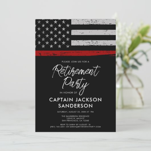 Party für das Ruhestand von Feuerwehren Einladung (Stehend Vorderseite)