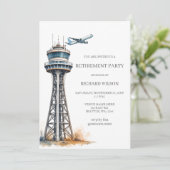 Party für das Ruhestand von Fluglotsen Einladung (Stehend Vorderseite)