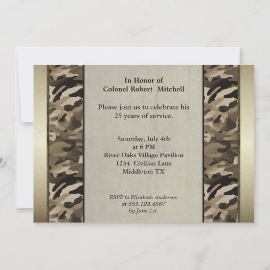 Party für das Ruhestand von Militärfatigen Einladung (Rückseite)