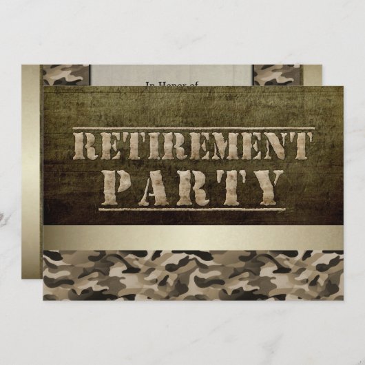 Party für das Ruhestand von Militärfatigen Einladung (Vorne/Hinten)