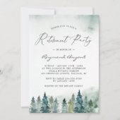 Party für das Ruhestand von Pinien im Winterwald Einladung (Vorderseite)