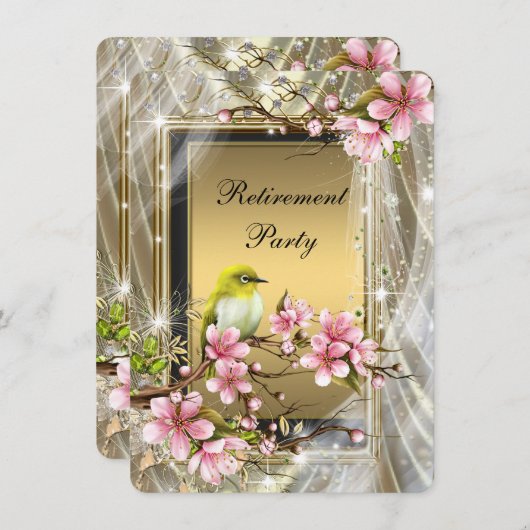 Party für das Schwarze und das Gold-Rente Einladung (Vorne/Hinten)