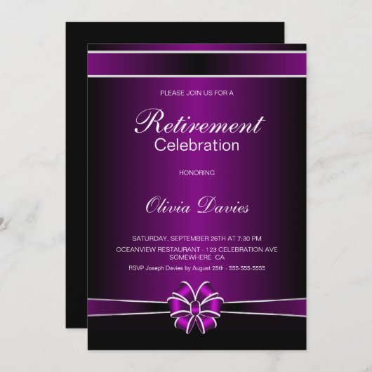 Party für das Schwarze und das Lila Altern Einladung (Vorne/Hinten)