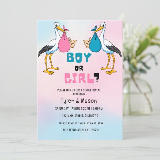 Party für das weibliche oder männliche Geschlecht Einladung (Stehend Vorderseite)