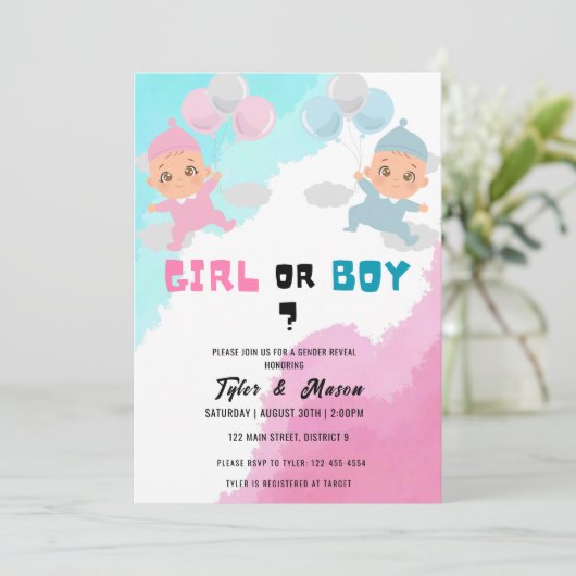 Party für das weibliche oder männliche Geschlecht Einladung (Stehend Vorderseite)