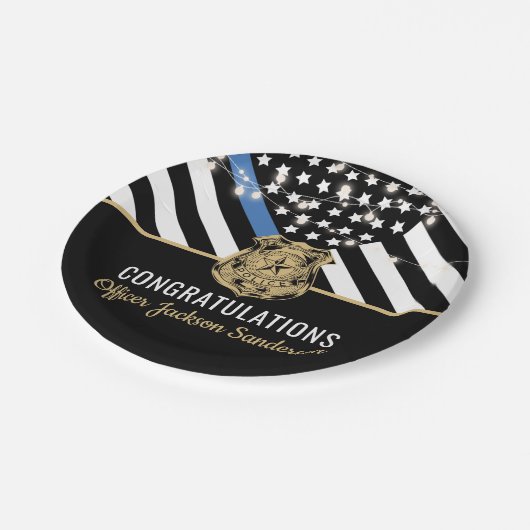 Party für das Zurückhalten von Polizeibeamten Thin Pappteller (Schrägansicht)