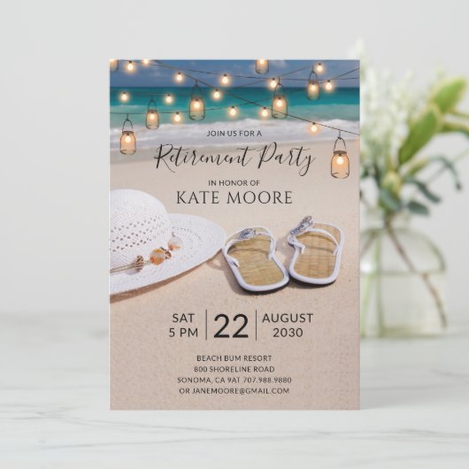 Party für das Zurückhalten von Strandnähten Einladung (Stehend Vorderseite)