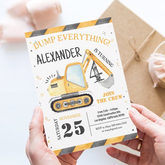Party für den Bau von Dump Truck Einladung