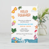 Party für den Familienstrand im Sommer Einladung (Stehend Vorderseite)