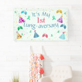 Party für den grünen Streifen zum Lungensaison Banner (Insitu)