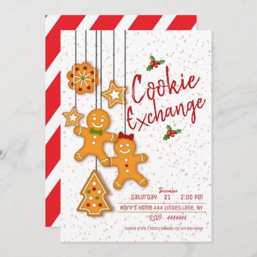 Party für den Holiday Cookie Exchange Einladung (Vorne/Hinten)
