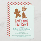 Party für den Holiday Cookie Exchange | Lebkuchen Einladung (Vorne/Hinten)