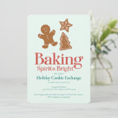Party für den Holiday Cookie Exchange | Lebkuchen Einladung (Stehend Vorderseite)