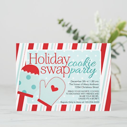 Party für den Holiday Cookie Swap Einladung (Stehend Vorderseite)