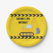 Party für den Kindergeburtstag des Baufahrzeugs Pappteller (Vorderseite)