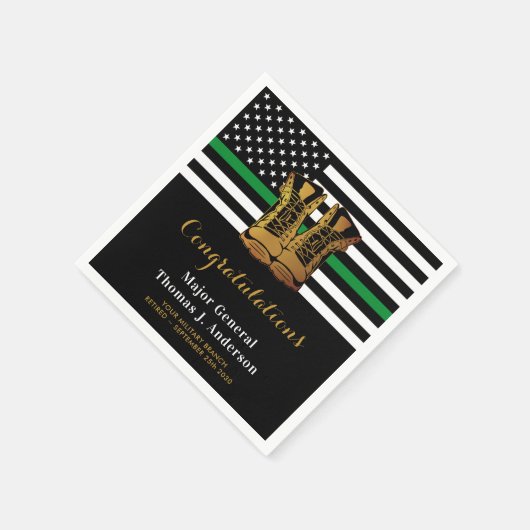 Party für den militärischen Ruhestand - dünne grün Serviette (Ecke)