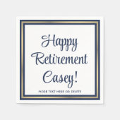 Party für den Ruhestand Einfach Navy Blue, White & Serviette (Vorderseite)