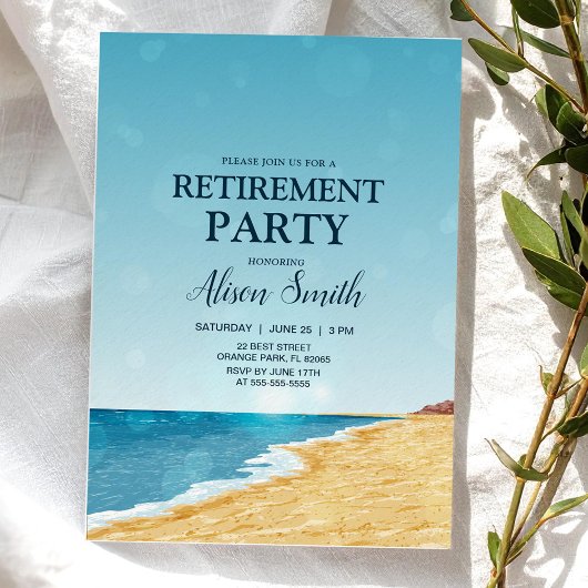Party für den Ruhestand mit Strand-, See- und Lins Einladung