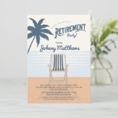Party für den Ruhestand von Liegestühlen Einladung (Stehend Vorderseite)