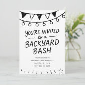 Party für den schwarzen und weißen Hinterhof Einladung (Stehend Vorderseite)