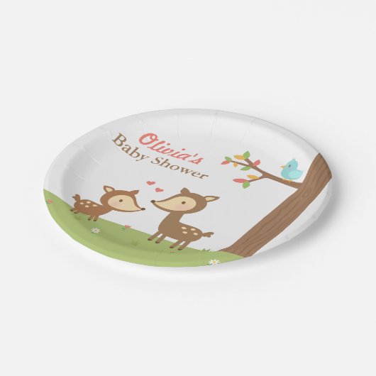 Party für den Wald Deer Shower Pappteller (Schrägansicht)
