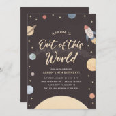 Party für den Weltraum-Kindergeburtstag Einladung (Vorne/Hinten)