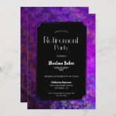 Party für die Altersversorgung Lila und schwarz Einladung (Vorne/Hinten)