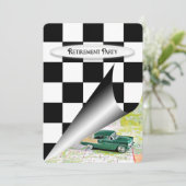 Party für die Altersversorgung mit Altfahrzeugen Einladung (Stehend Vorderseite)