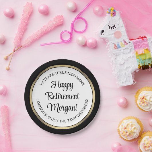 Party für die Altersversorgung - Moderne Schwarz-, Pappteller (Party)