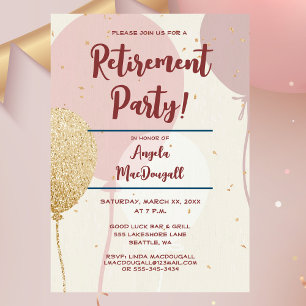 Party für die Altersversorgung Rosa und Gold Einladung