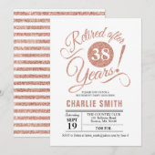 Party für die Altersversorgung - Rose Gold White Einladung (Vorne/Hinten)