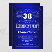 Party für die Altersversorgung - Royal Blue White Einladung (Vorne/Hinten)