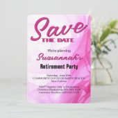 Party für die Altersversorgung Save the Date Rosa (Stehend Vorderseite)