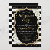 Party für die Altersversorgung - Schwarz-weiße Str Einladung (Vorne/Hinten)