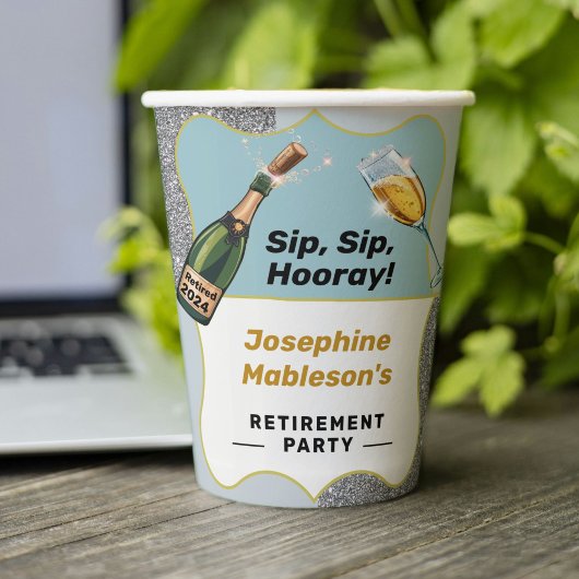 Party für die Altersversorgung, Sip Sip Hooray Cha Pappbecher