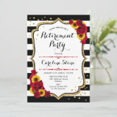 Party für die Altersversorgung - Sonnenblumen Rose Einladung (Stehend Vorderseite)