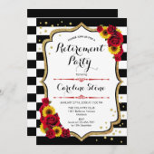 Party für die Altersversorgung - Sonnenblumen Rose Einladung (Vorne/Hinten)