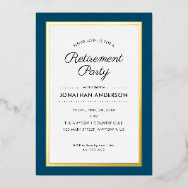 Party für die Altersvorsorge dunkel blau und goldf Folieneinladung